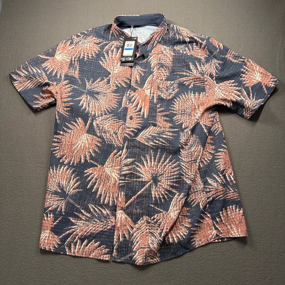 Under Armour Drift Tide SS Novelty Mens XL Navy Coral Palm Shirt 1372207-044